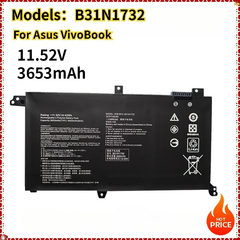 

3653mAh NEW B31N1732 Laptop Battery For Asus VivoBook S14 S430FA S430FN S430UA X430UN R430FA X430FN X571G X571LH X571GT X571GD