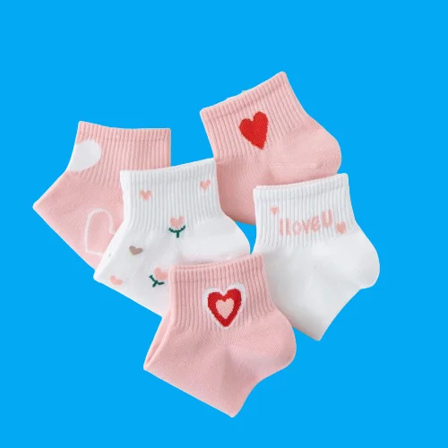 5/10 Pairs Women's Spring and Summer Short Socks Cotton Thin Breathable Cute Japanese Ins Trendy Socks Color Love Short Socks