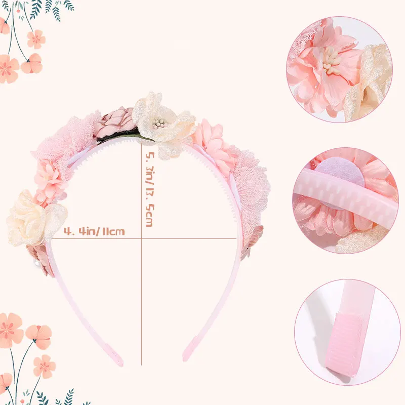 Fashion Silk Flower Headbands For Girls Sweet Floral Crown Hair Hoop Boutique Kids Hairband Headwear New Hair Accessories