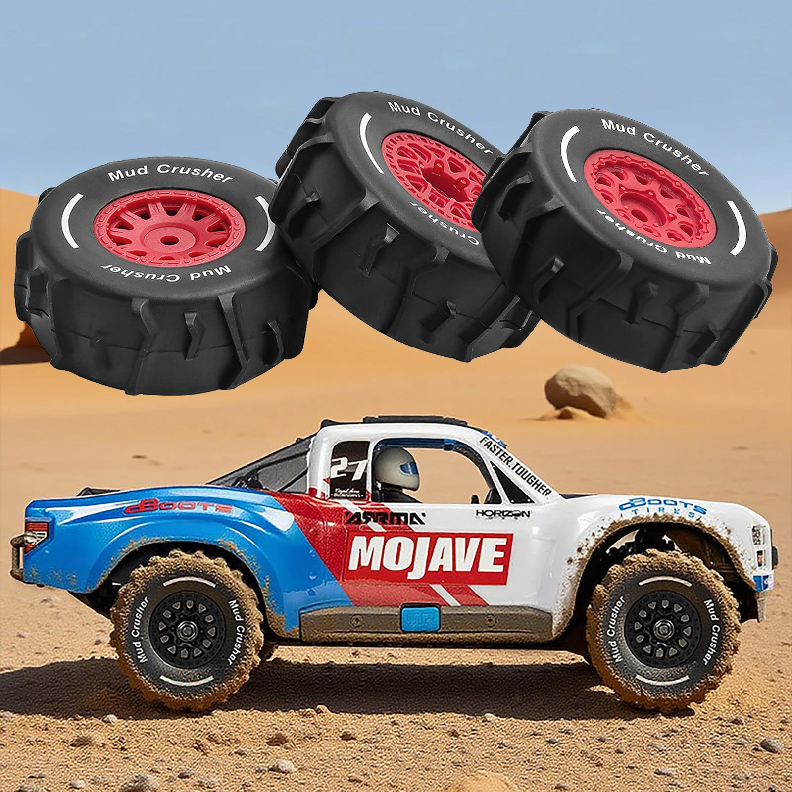 Kit off-road de roda e pneu de 72mm, 4 unidades (12mm hex) para arrma 1/14 mojave grom 4x4 223s blx, peça de atualização de caminhão deserto rc