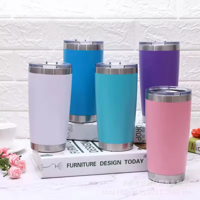 

Stainless steel sprayed plastic vacuum cup 20 oz hot water thermos cup office home car tea coffee thermos