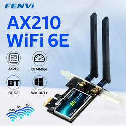 FENVI-Carte réseau sans fil Wi-Fi 6E AX210 PCIe LeicBand, 2.4/5/6 mesurz, 5374Mbps, PCI Express, Bluetooth 5.3, pour P1 10/11