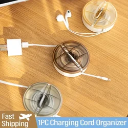 1pc Retractable Cable Winder Portable Round Storage Cable Winder 4 Colors Flexible Cable Organizer For Earbuds /chager
