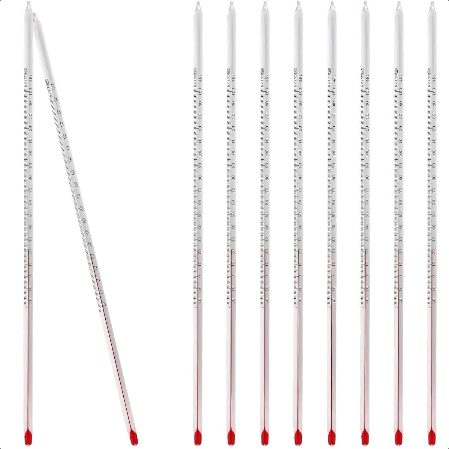 

10 Pcs General Purpose Lab Thermometer 12 Inch Total Immersion Glass Liquid 20 to 150 Liquid in Glass Thermometer for Laborator