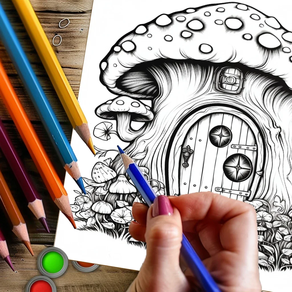 Coloring Book Fairy Door for Adult Colouring Book, Birthday Day Gift, Back to School Supplies, Adults Cute Drawing Book view 6