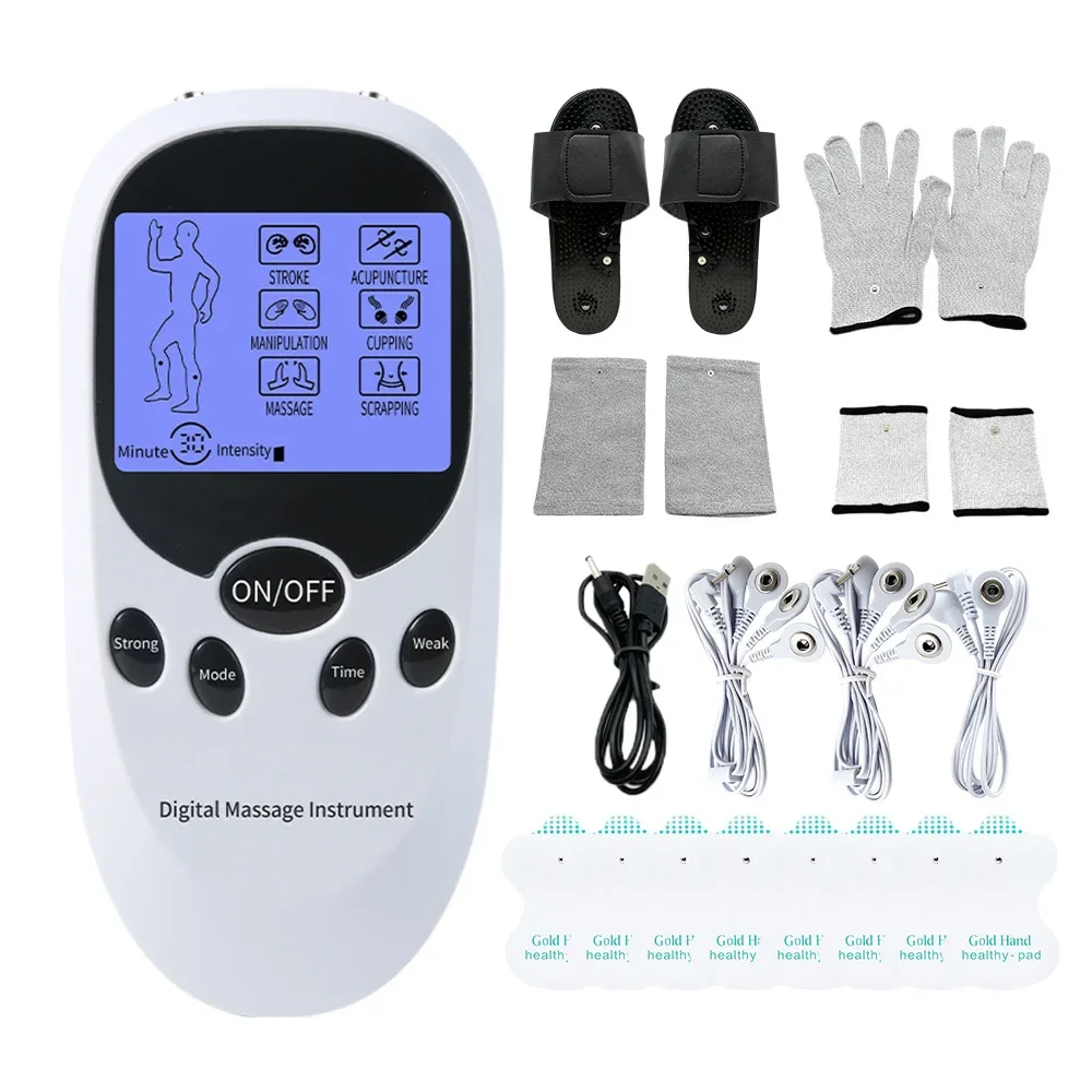 

Dual EMS Pulse Electric Muscle Stimulator Back Neck Body Massager Tens Acupuncture Meridian Physiotherapy Digital Massage Tools