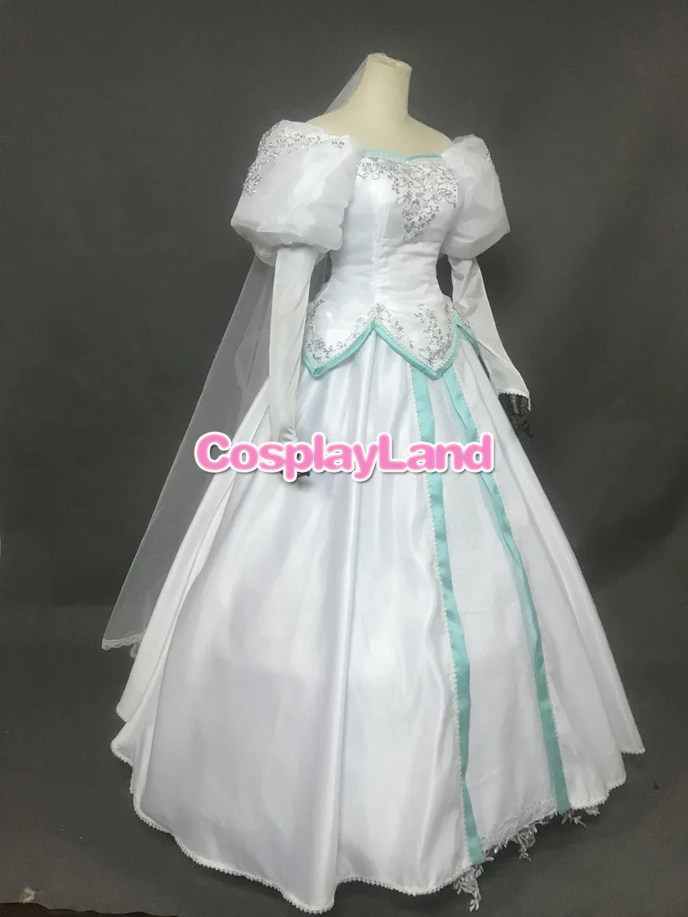 Mermaid Wedding Dress Fancy Carnival Halloween Costumes Adult Princess White Dress Cosplay Veil Evening Party Gown Dress
