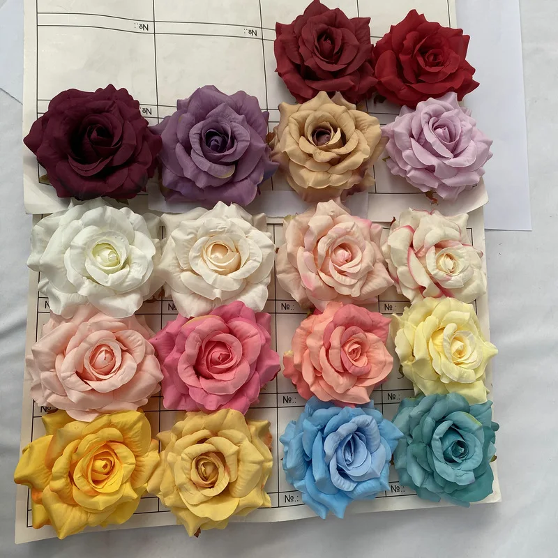 11cm Large Rose Head Imitation Flower Home Garden Potted Wedding Artificial Flower Wall Background Decorative Cloth Flower