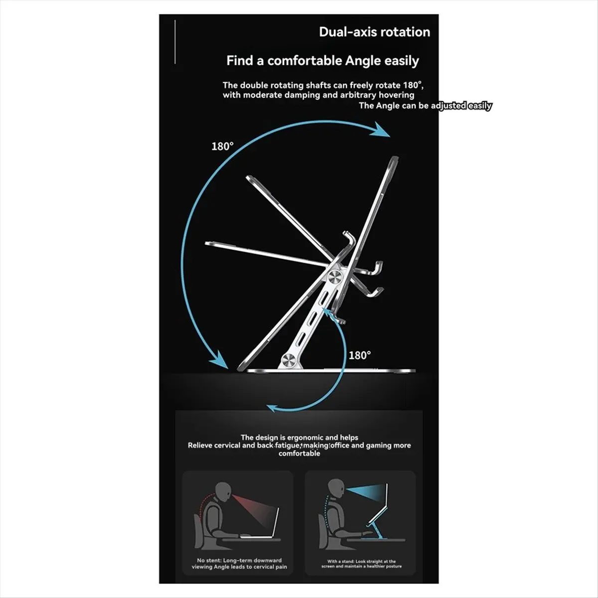 

Стабильная подставка для ноутбука из легированной стали Складной подъемник Охлаждающая подставка для ноутбука Эргономичный легкий и удобный дизайн Компьютерные аксессуары Серебристый