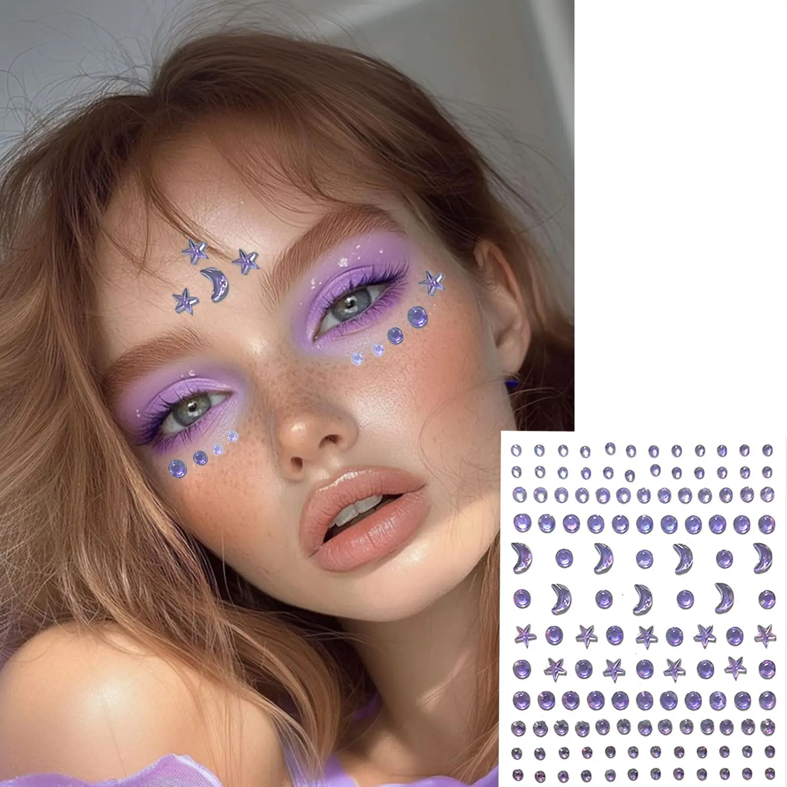 

Glitter Face Gems Rhinestone Stickers Star Love Moon Waterproof Self Adhesive for Festival Stage Performance Body Art