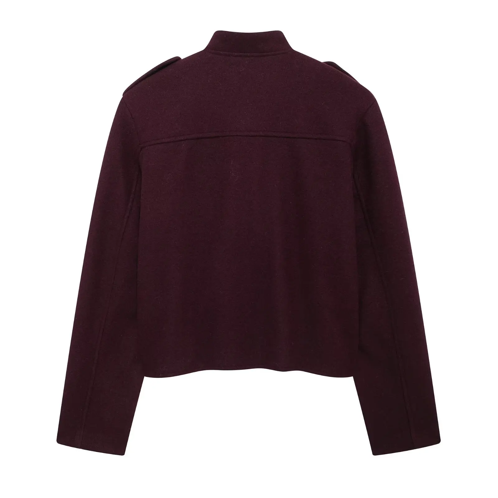 Chaqueta Bomber corta con cuello levantado y bolsillos de manga larga para mujer, abrigo de lana para ir al trabajo y ocio, ropa de calle 2025