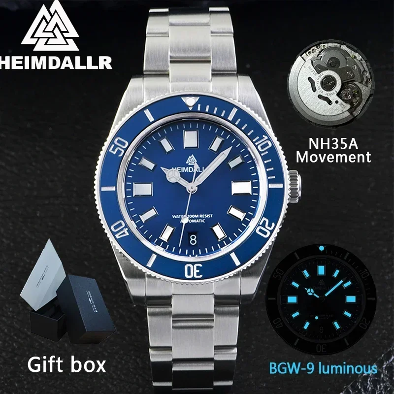 Heimdallr Men Dive Watch NH35A Automatic Movement Sapphire Glass BGW9 Super Luminous 316L Stainless Steel Original Men Watches