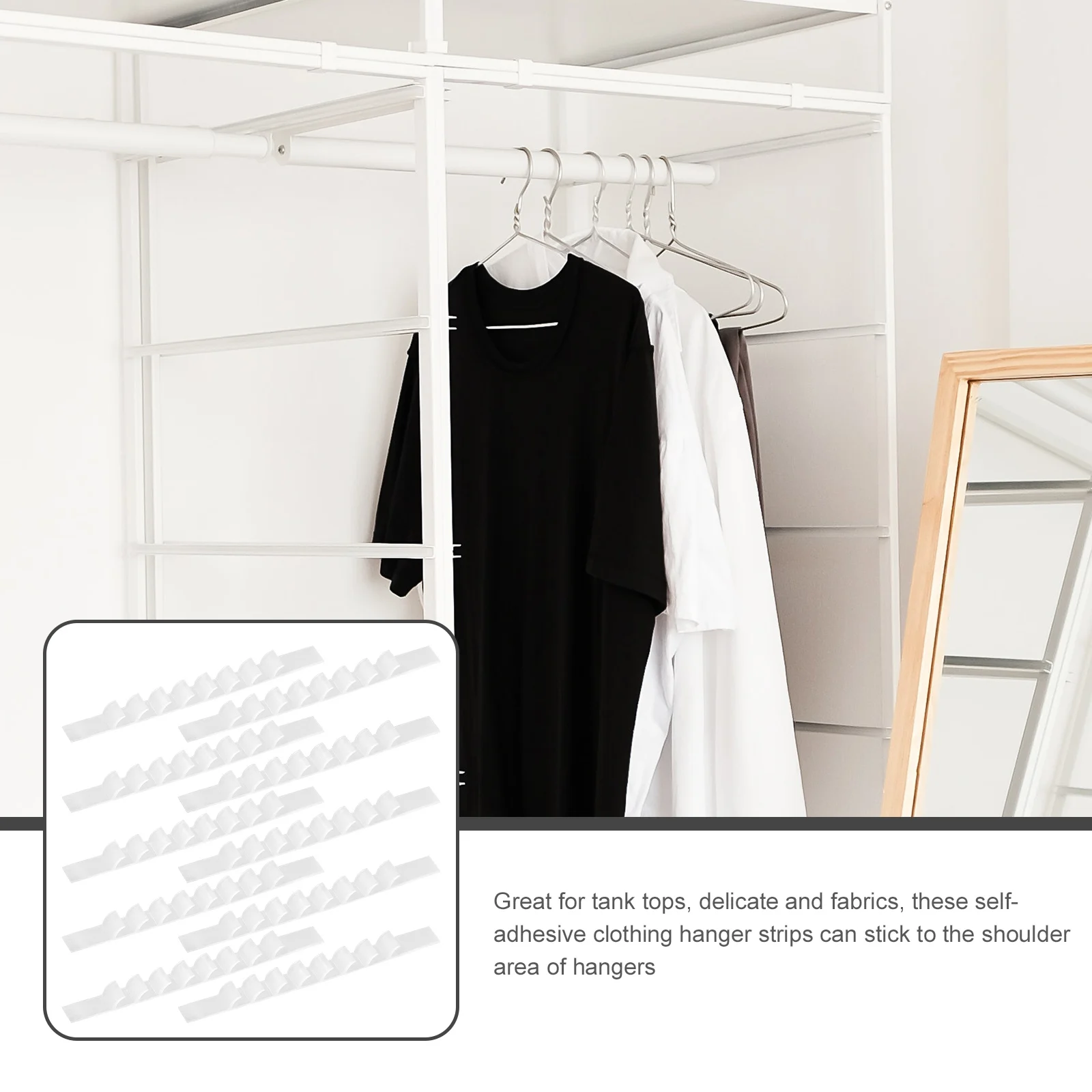 

50Pcs Non Slip Hanger Strips Silicone Grips for Smooth Plastic Wood Hangers Anti Skid Closet Accessories Hanger Strips