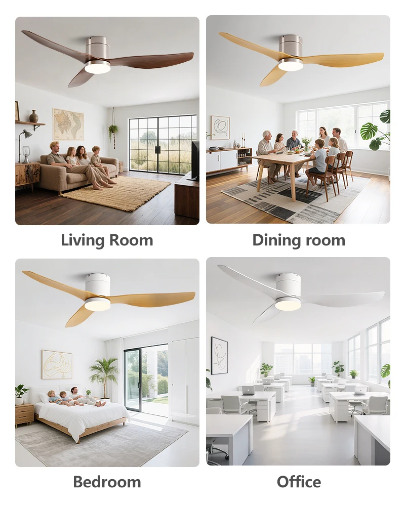 45/52 Inch Industrial Retro Ceiling Fan with LED Light and Remote Control, 6 Speed Silent Ceiling Fans No Light for Home & Offic