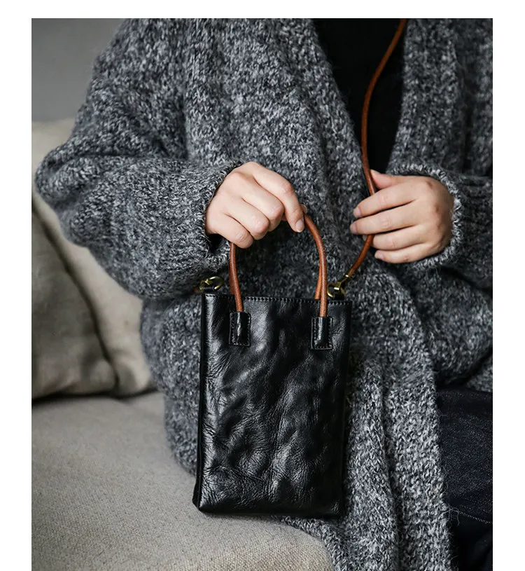 PNDME schlichte, modische Damen-Handtasche aus erstklassigem Rindsleder, handgefertigte Echtleder-Umhängetasche für das Wochenende. – Detail 15