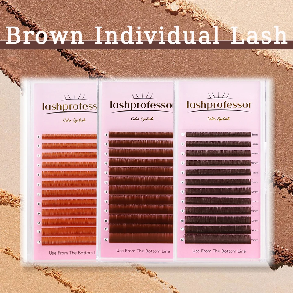 

Lashprofessor Dark Brown Individual Eyelashes Extension Colorful Premium Light Brown Classic Lashes Natural Soft Volume Eyelash