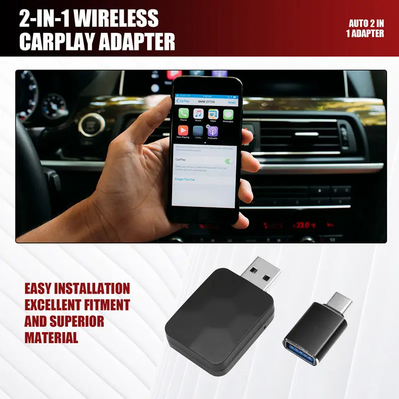 New-Car Upgrade Wireless Carplay And Android Auto 2 In 1 Adapter Wifi Smart Dongle For Converting Factory Wired To Wireless