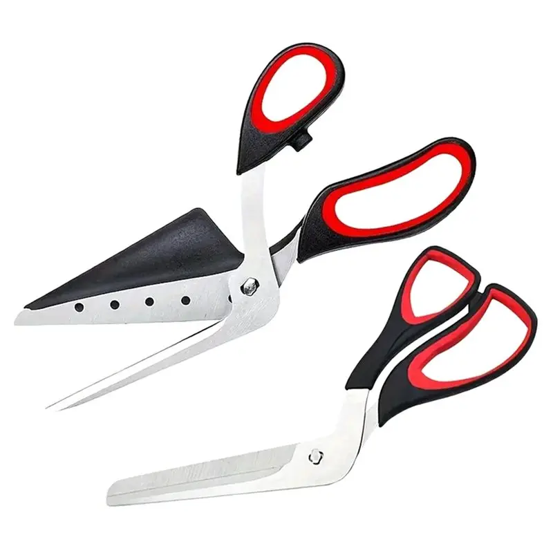 ABMS-Ergonomic Grip Pizza Scissors Multifunctional Stainless Steel Blade Detachable Cutting Tools Black& Red For Restaurant