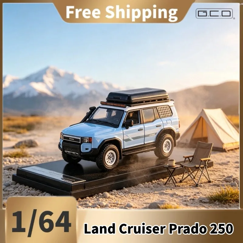 1/64 GCD Diecast Modified Offroad 250 SUV Model, Light Blue With Roof Box & Display Stand