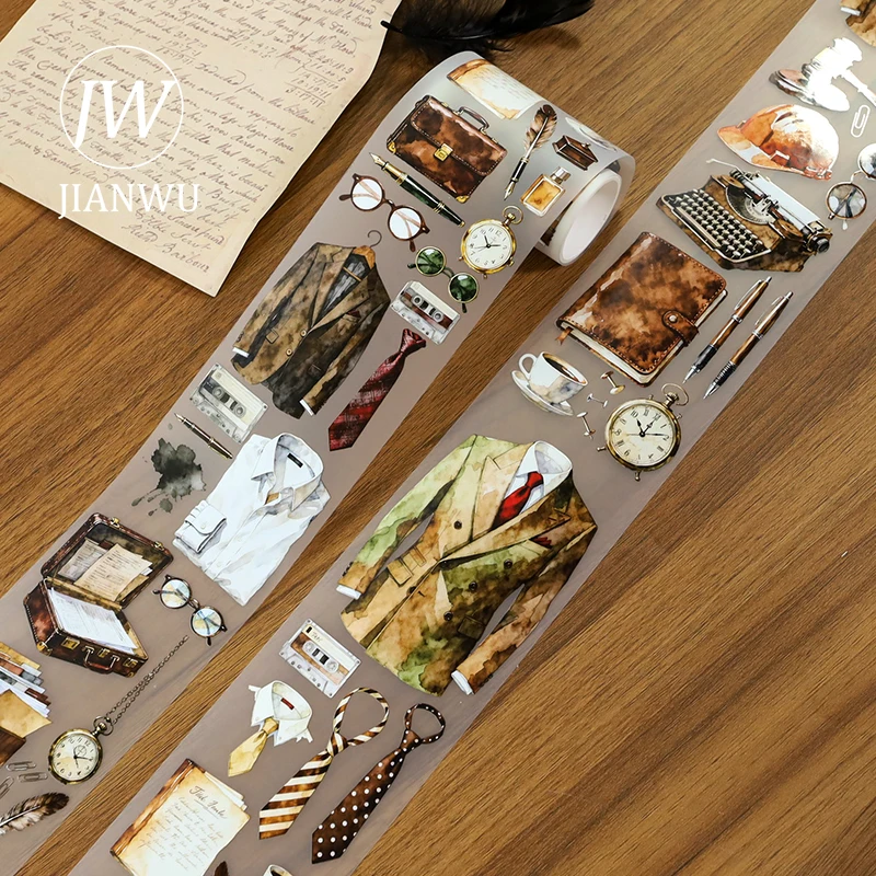 

JIANWU 70mm*200cm Vintage Suit Book Landscape Material Collage Scrapbooking PET Tape Creative DIY Journal Stationery