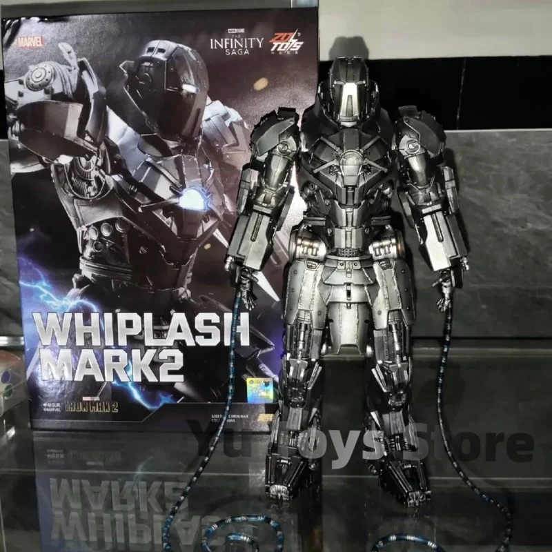 Genuine Hot Toys Marvel Led Light Iron Man 2 Whiplash Mark2 1/10 Figure The Infinity Saga Infinite X Action Movie Model  Gift