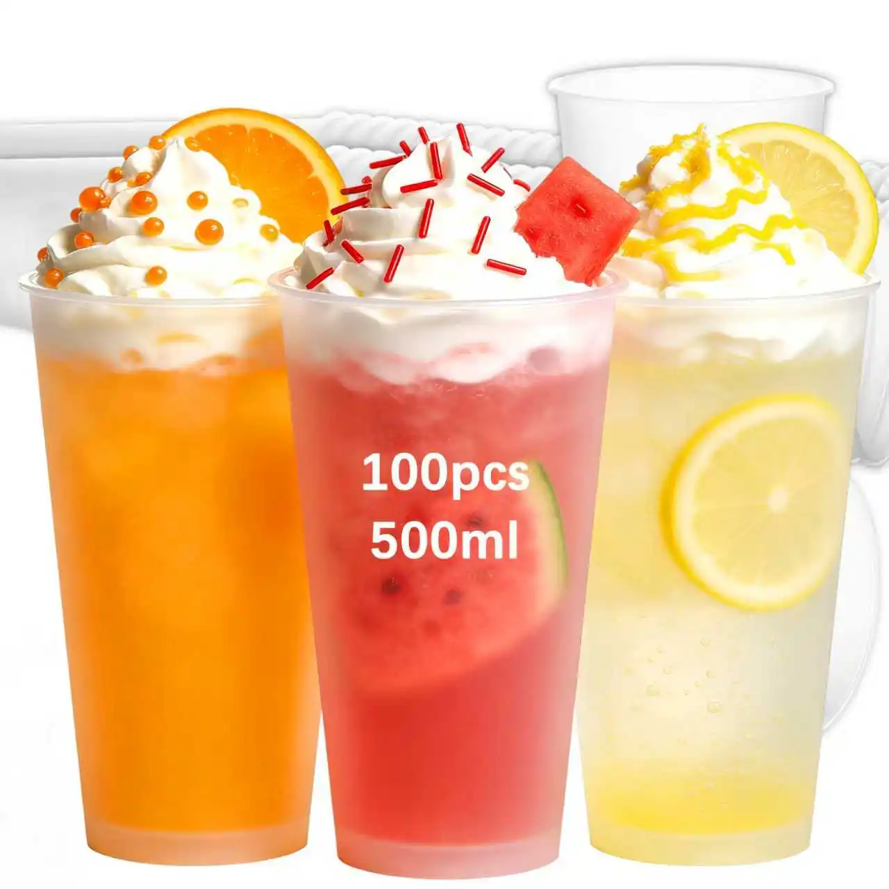 Image of 100/50 Stück 500-ml-Kunststoffbecher, hohe Flexibilität, robust und langlebig, wiederverwendbar, geeignet für Familientreffen und Partys