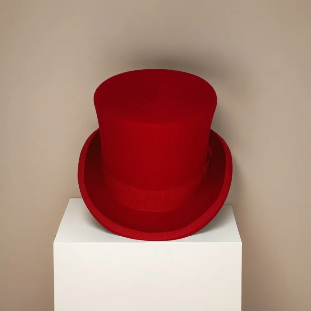 

Формальный шерстяной цилиндр с атласной подкладкой для сценических выступлений, классический джентльменский головной убор, аксессуар для смокинга