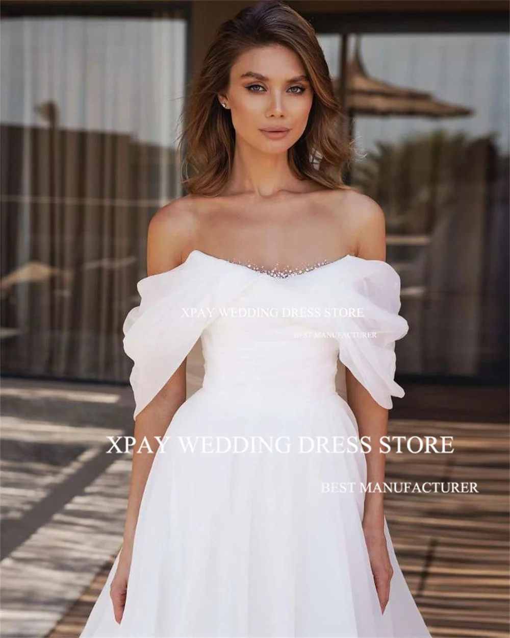 XPAY-Robe de Mariée en Tulle à Plis et Dos aux, Style Boho, sur Mesure, avec Fente Latérale Haute, pour Patients