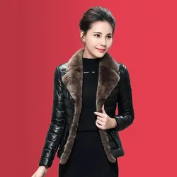 Luxury Vintage Winter Fur Coat for Women 2025 Clothing Autumn Cold Leather Biker Jacket Woman Very Warm Heavy Fleece Clothes Hot