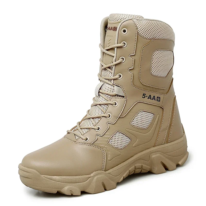 Botas Militares tácticas para Hombre, zapatos informales de cuero del ejército SWAT, botines de combate para motocicleta, color negro