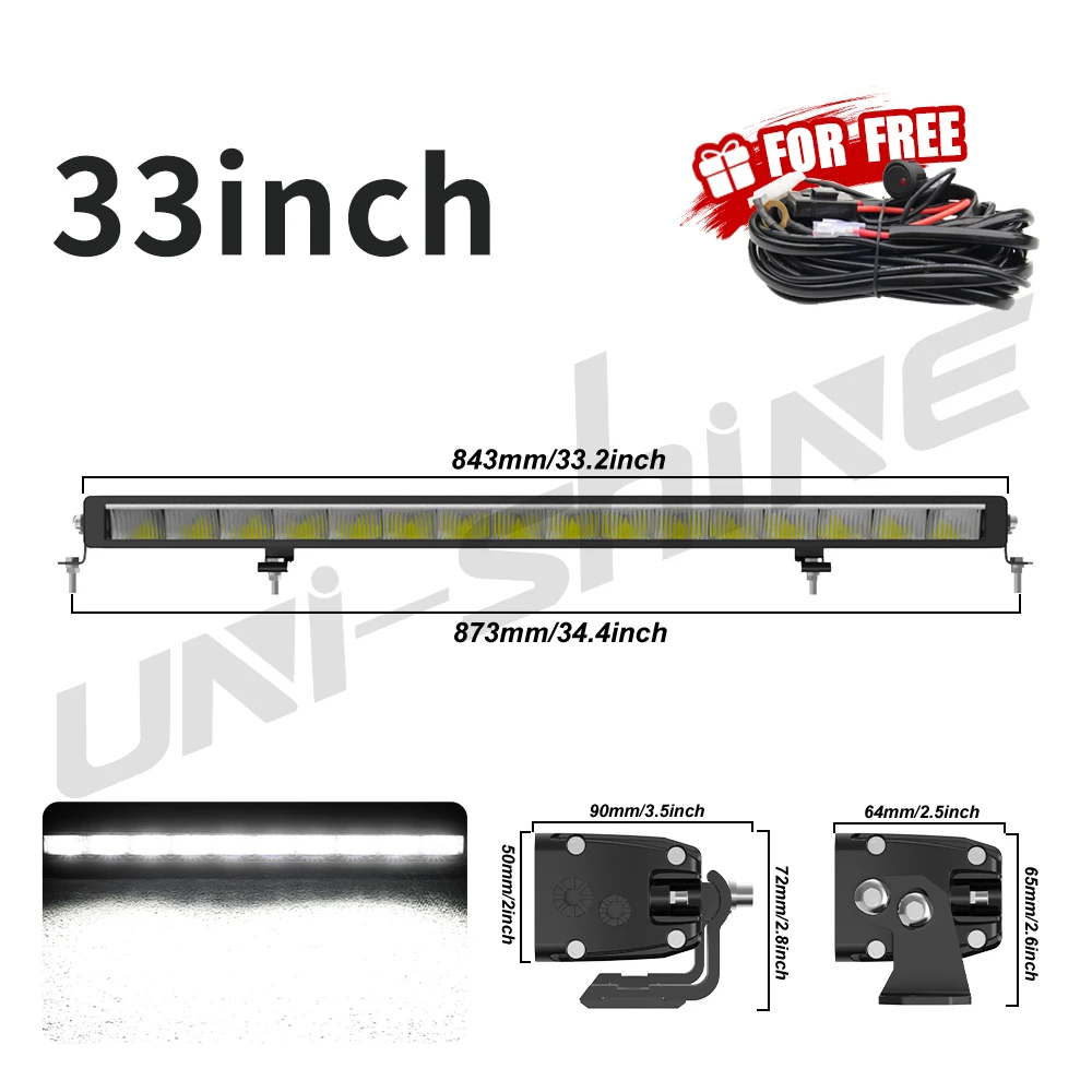 UNISHINE Slanke 10-50 Inch Led-lichtbalk 6000K met Amber DRL 600W Werklampbalk 4x4 Offroad Voor Auto Vrachtwagens ATV 4WD 12V 24V
