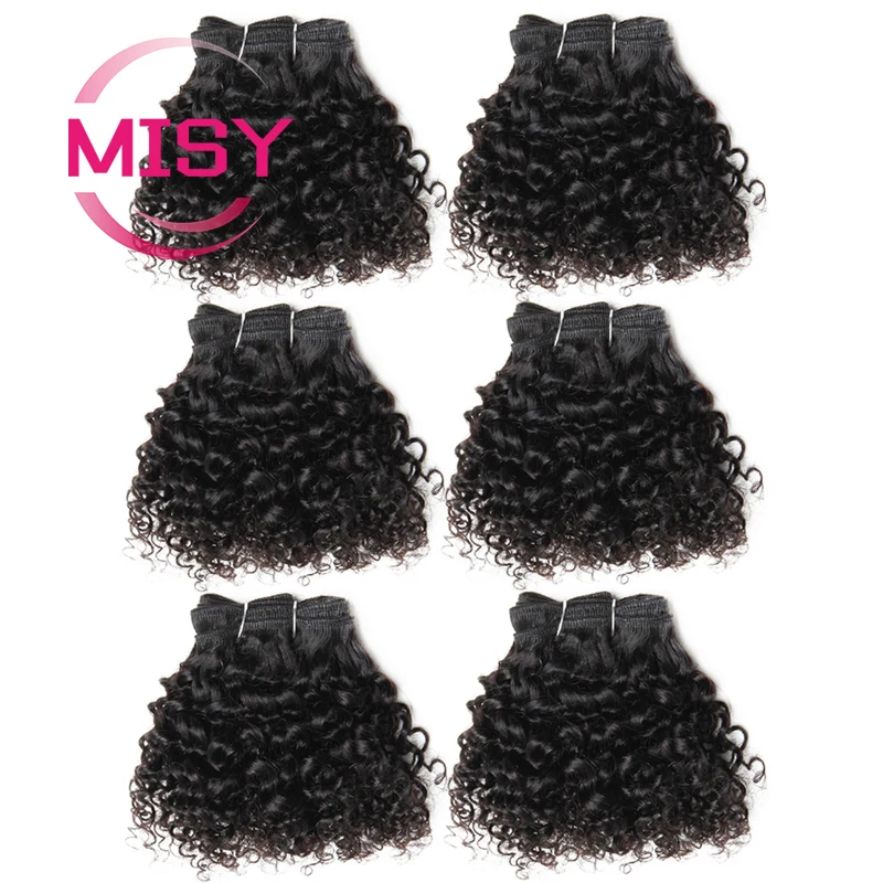 Short Jerry Curl Hair Weave Bundles 6Pcs/Set Brazilian Hair Weave Bundles 1B/30/27/99J Colored Remy Human Hair Extensions