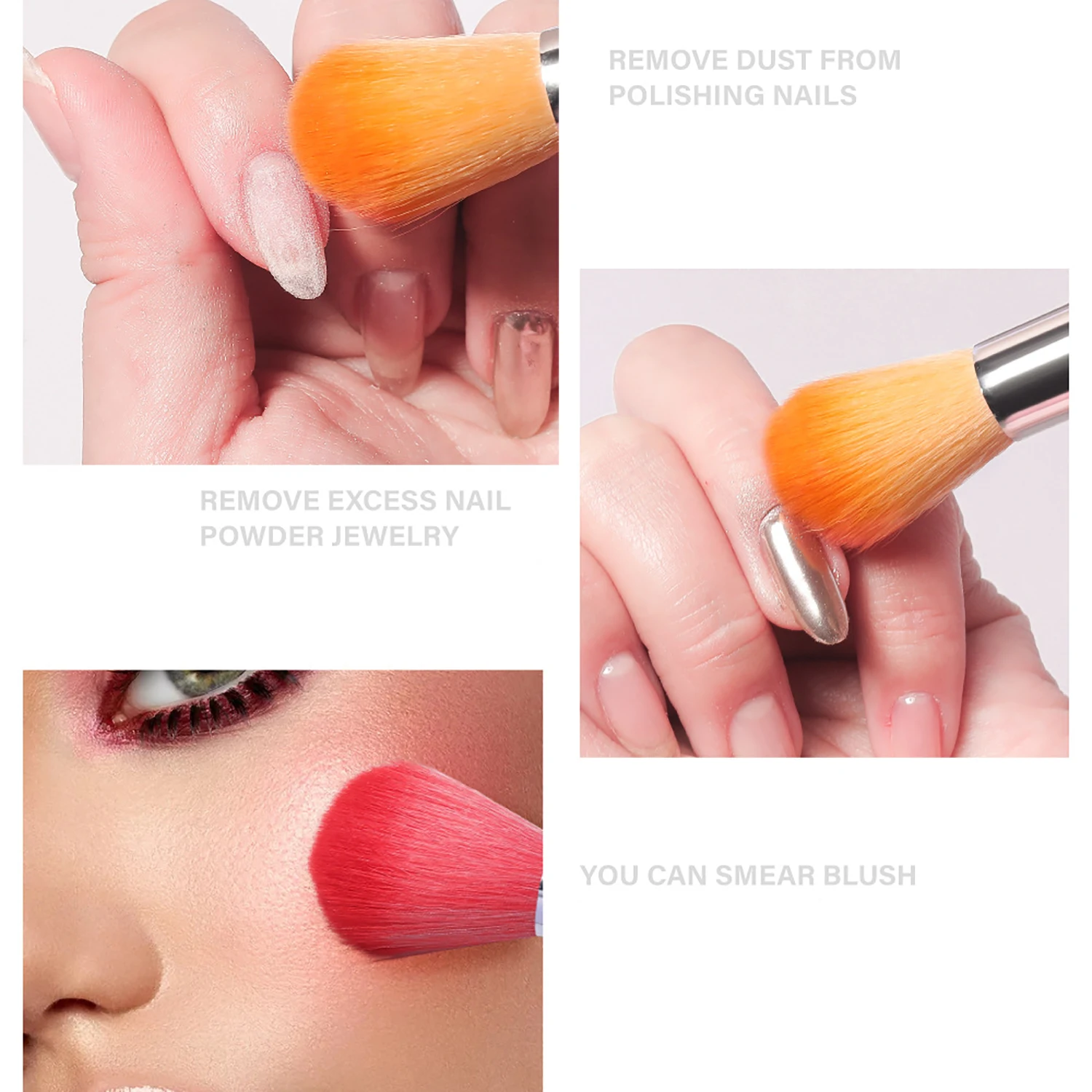 7 pçs profissional manicure gel poeira escova de cristal longo punho blush maquiagem escova manicure acessórios equipamentos ferramentas