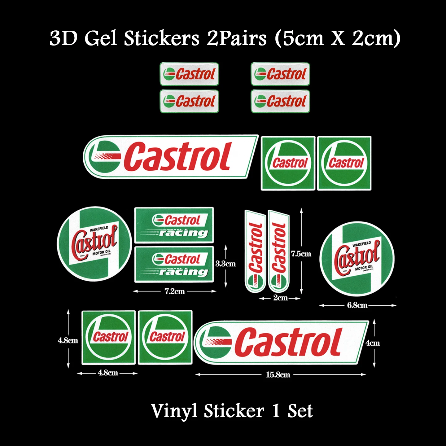 Für Castrol Reflektierende Motorrad-Aufkleber Racing Moto Roller Karosserie Kraftstofftank Helm Vinyl Wasserdichte Dekor-Aufkleber Zubehör