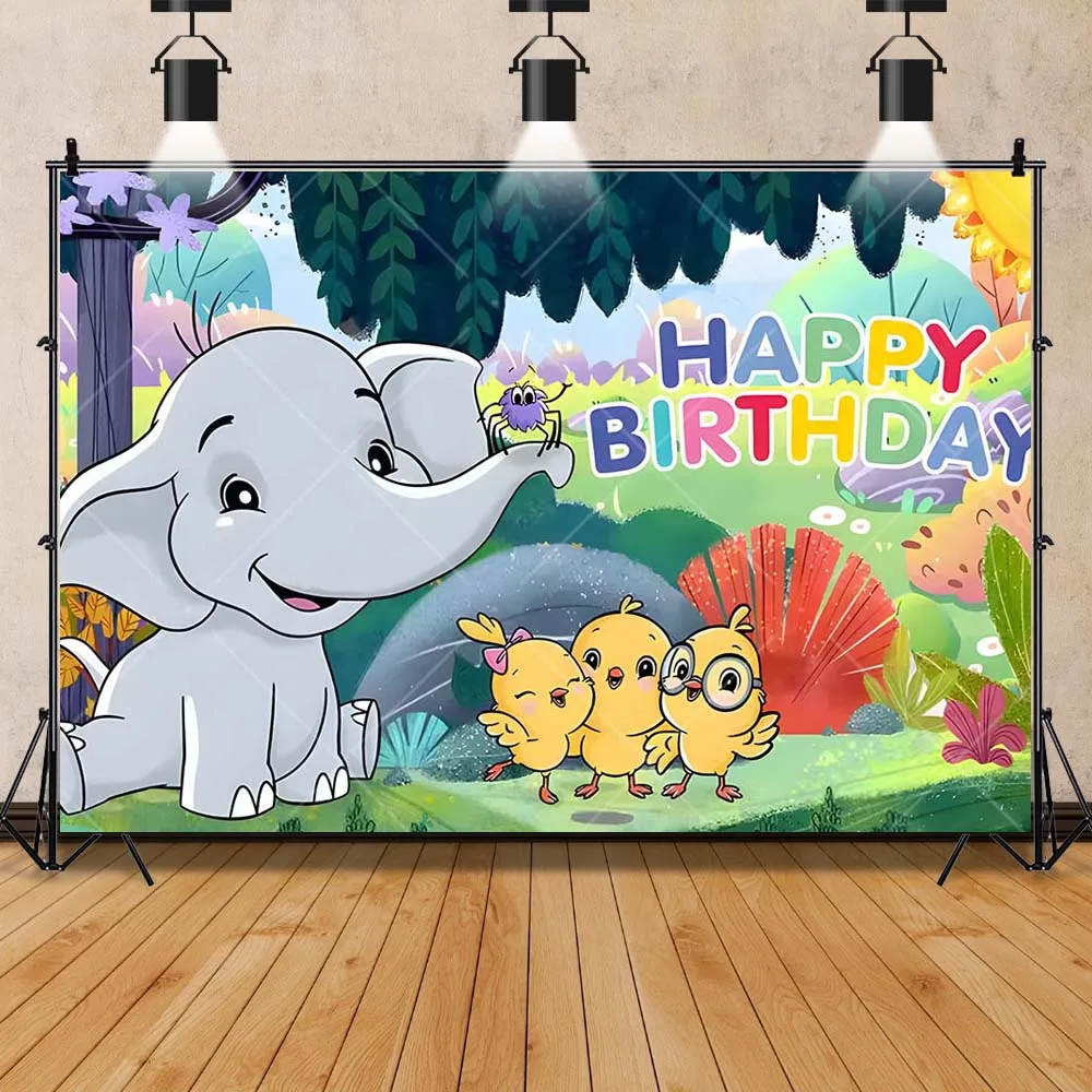 Canticos Chick Elephant Rabbit Prairie Kids Baby Girl Birthday Party Cartoon Backdrop Custom Photography Poster Decor Background