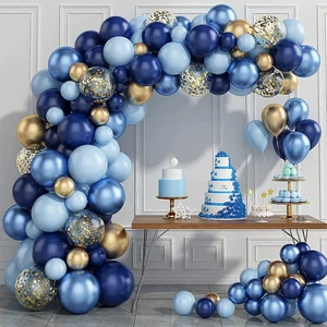 Biru Metalik Balon Garland Kit Emas Confetti Balon Arch Dekorasi Pesta Ulang Tahun Anak-anak Pernikahan Ulang Tahun Baby Shower Anak Laki-laki 10 dekorasi pesta laut penjualan terbaik - №