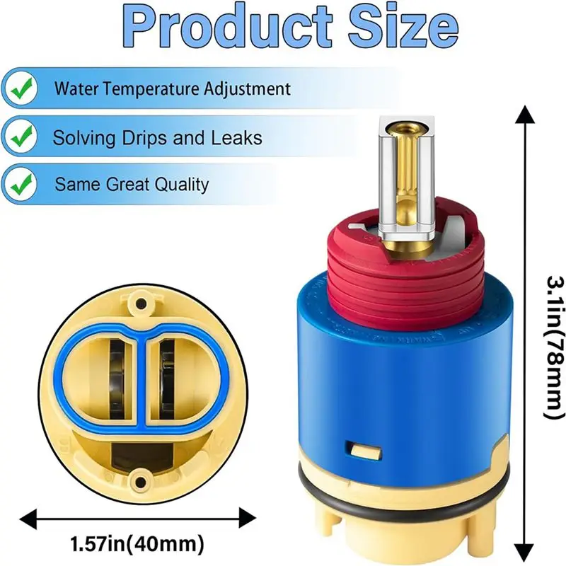 B62B-2X JH02BJ HL-40 Shower Core Replacement,40Mm Pressure Balance Cartridge,For Tub And Shower Faucet Valve