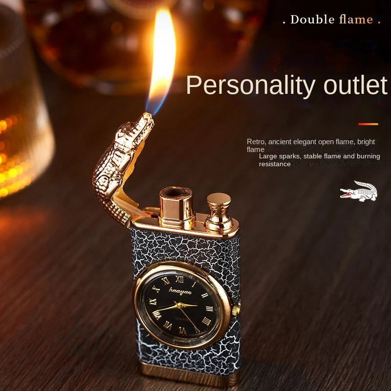 Unusual Metal Windproof Cigar Cigarette Lighter Jet Torch Gas Two Types Flames Smoking Accessory Butane Gadgets for Men Lighters