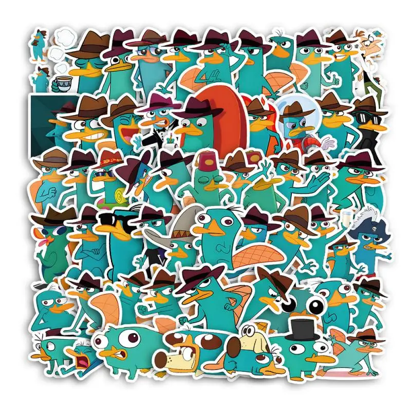 60Pcs Phineas and Ferb Perry The Platypus Stickers Kawaii Disney Cute Anime Girls Guitar Decoration Diy Stickers Accessories