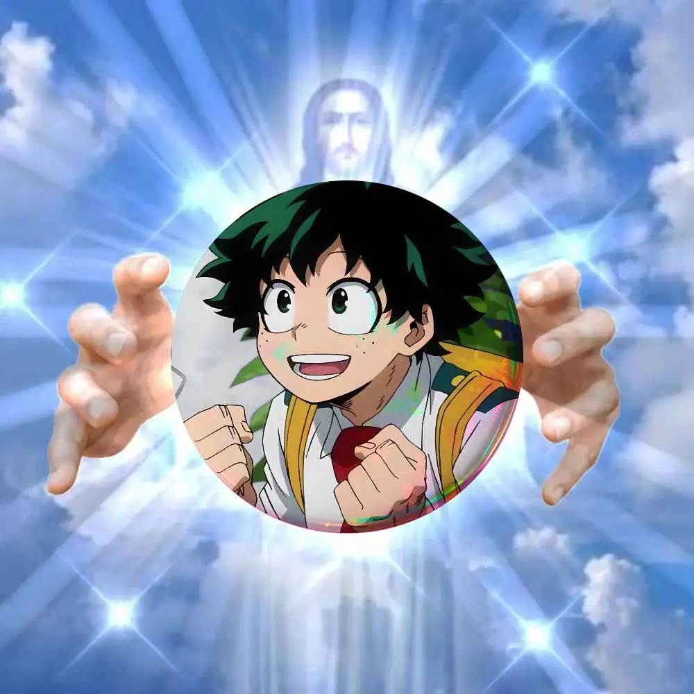 D-Deku Anime I-Izuku M-MidoriyS Anime Enamel Pin Badge Cartoon Round Brooch Accessories on Backpack Gifts - view 6