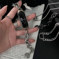 For Xiaomi Mi Band 8 7 6 5 Strap Fashion Heart Pendant Chain Bracelet Miband 8 4 3 Stainless Steel Replacement Wristband Correa