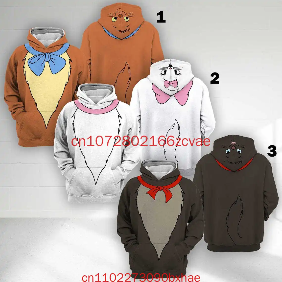 

Disney Marie Tolouse & Berlioz Halloween Cosplay 3D Hoodie Marie Tolouse And Berlioz Costume Shirt Marie Tolouse All Over Printe