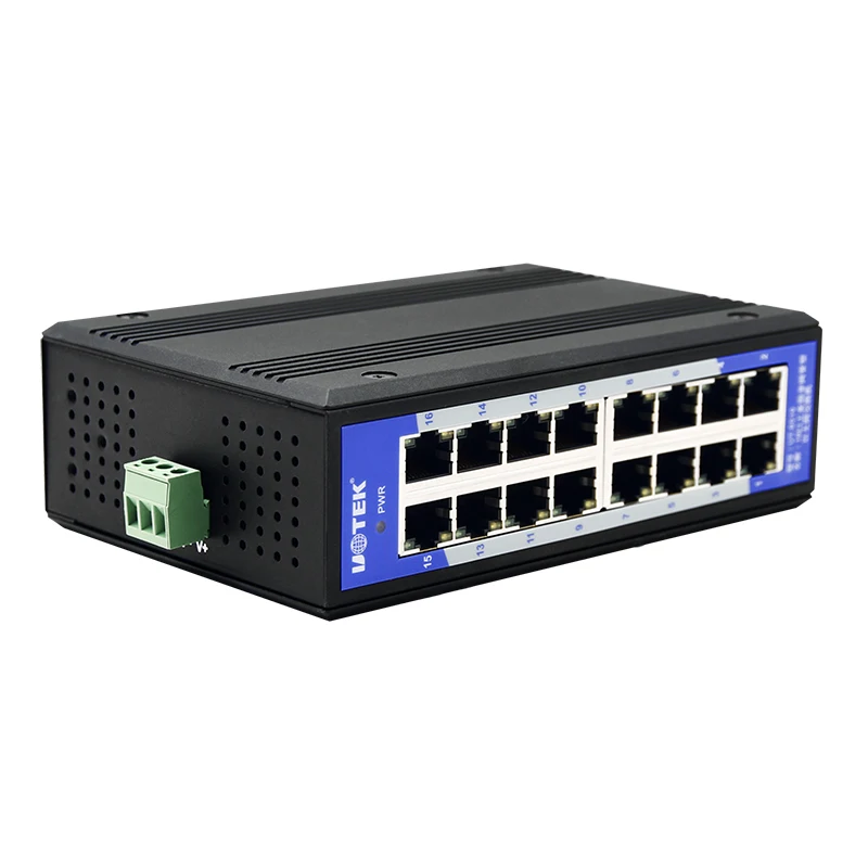 UOTEK 10/100M 16 ポート アンマネージド産業用スイッチ 全二重または半二重モード MDI/MDI-X イーサネット スイッチ UT-6516