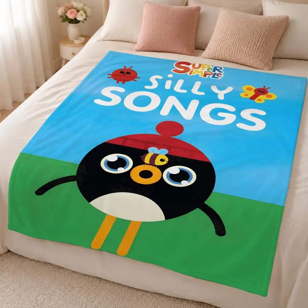 Music S-Super Simple Songs Popular Kids Learning Rhymes Throw 320g Soft Flannel Fleece Blanket Cover Sofa Bed Dorm Nap Gift