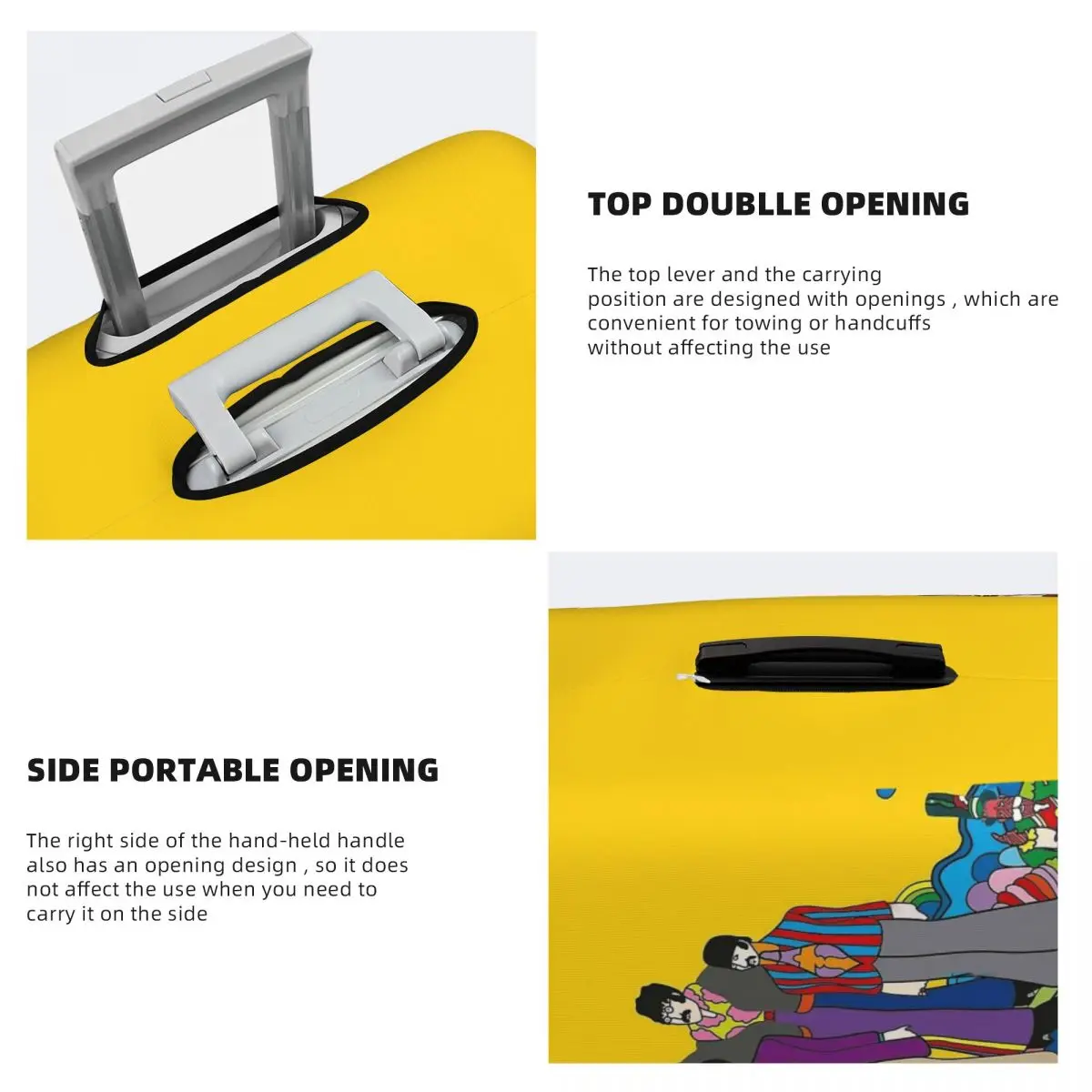 غطاء حماية لحقيبة الغواصة الصفراء، أغطية حماية مرنة لأمتعة السفر مقاس 18-32 بوصة