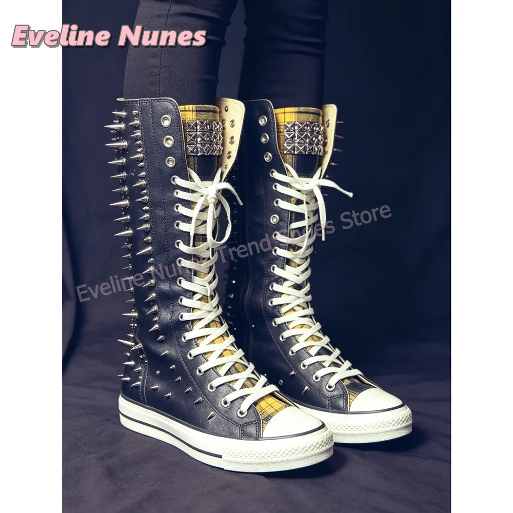 Botas Altas de Lona con Tachue - Street Fashion Outfit reseña y precio