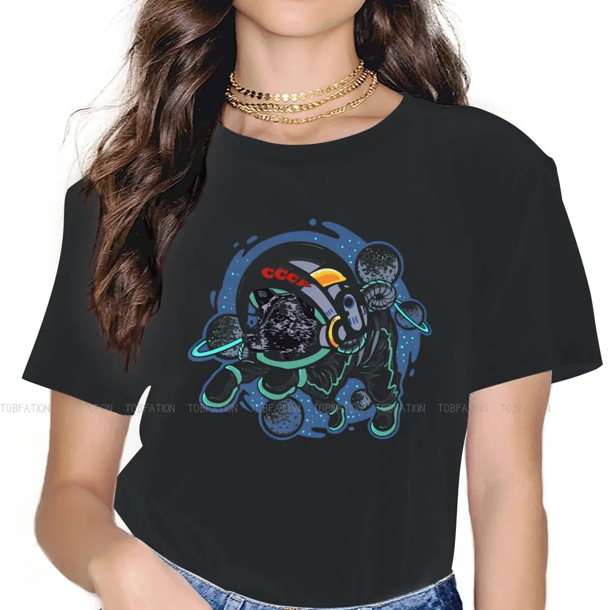 L Lover Design Graphic Newest TShirts Laika First Space Dog Female Graphic Pure Cotton Tops T Shirt Round Neck