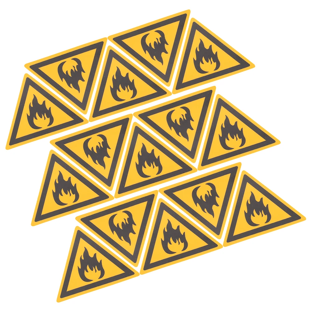 15pcs Sticker Labels Tag Warning Signs Fire Signs Caution Sign Various Settings Promote Fire Safety