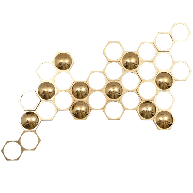 %jj.Dali Stainless Steel Honeycomb Rose Gold Golden Decoration Metal Wall Art for Hotel Lobby*r