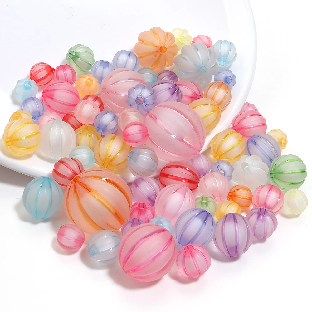 10–100 Stück 8/10/12/16/20 mm bunte Kürbis-Acrylperlen, runde lose Perlen für DIY-Schmuckherstellung, Armbänder, Halsketten, Zubehör – Detail 6